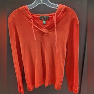 Ralph Lauren Orange Waffle-Knit Hooded Pullover